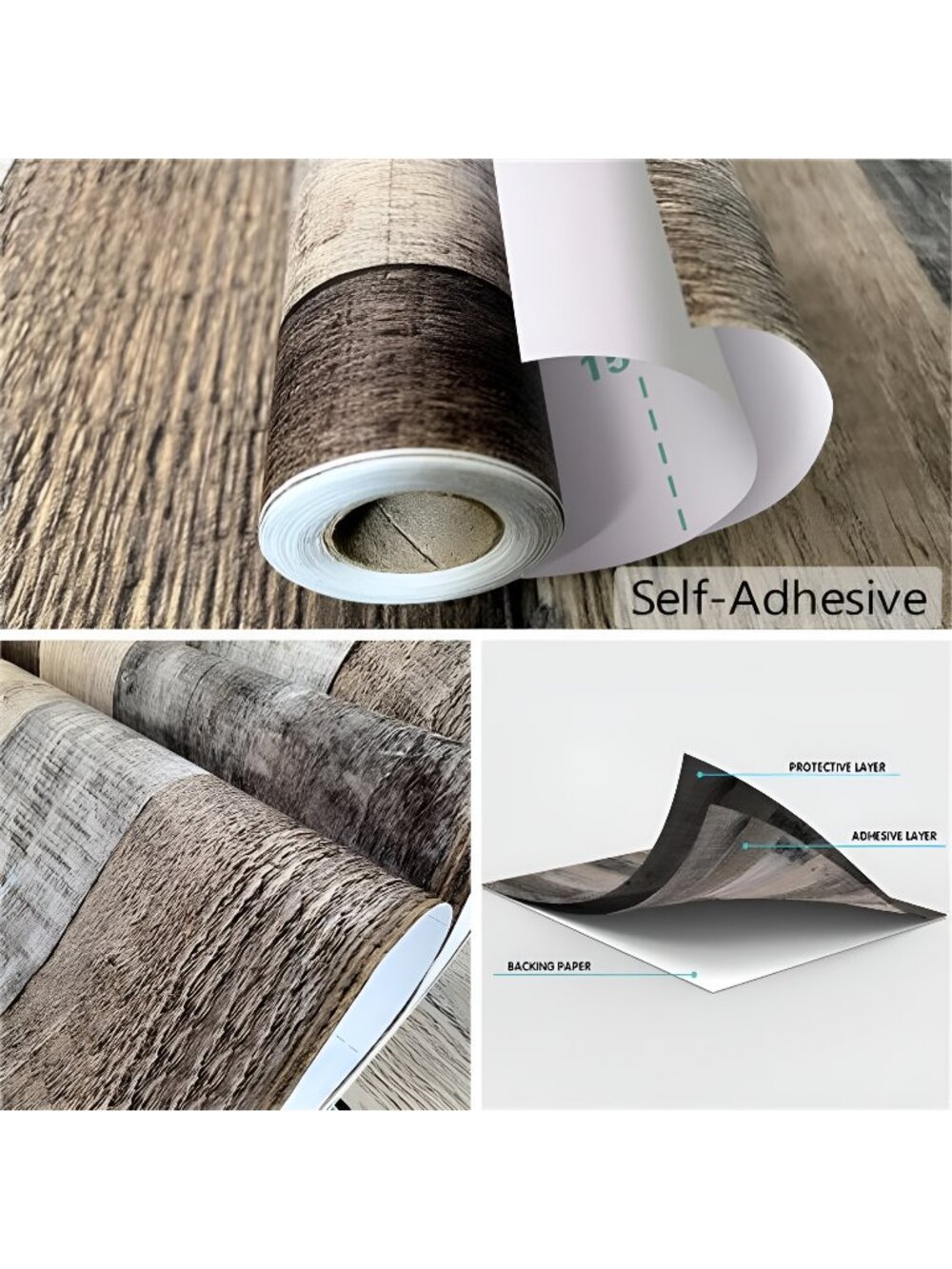 Gray Wood Peel and Stick Wallpaper Wood Plank Wallpaper 17.7inch x 78.7inch